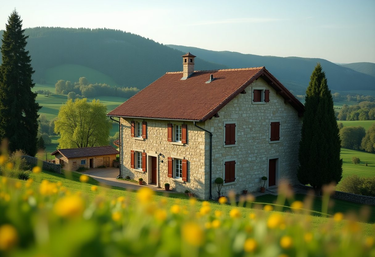 Vista panoramica di un agriturismo in Brianza immerso nella natura