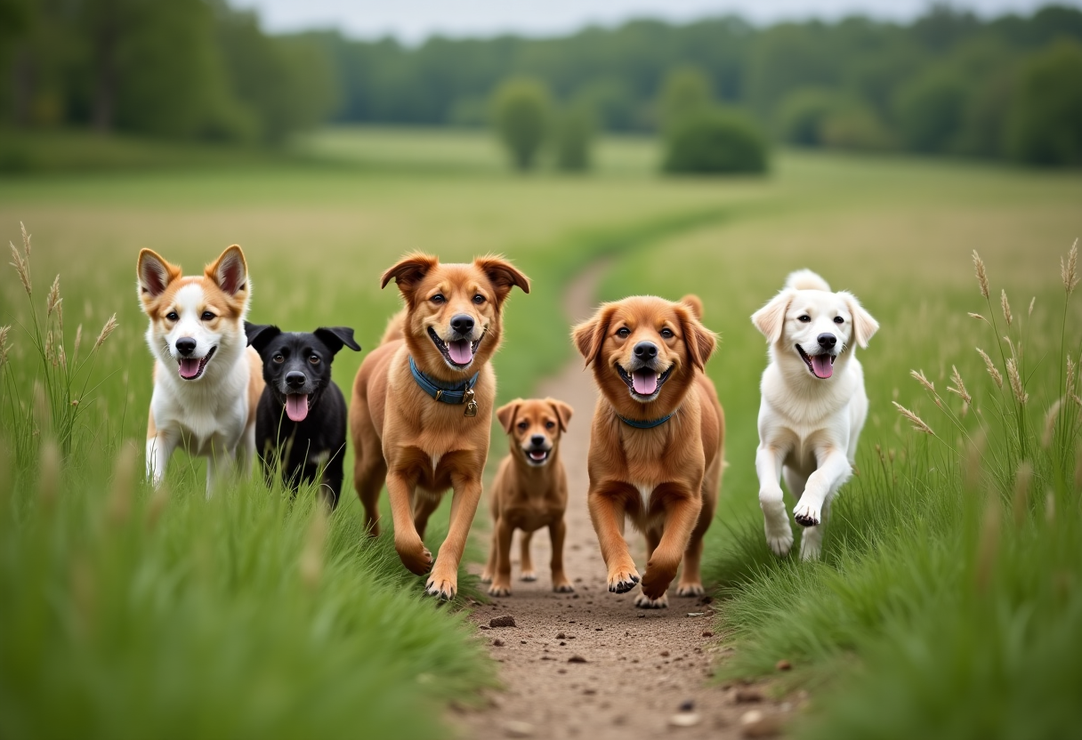 Cane felice che gioca in un parco con il suo proprietario