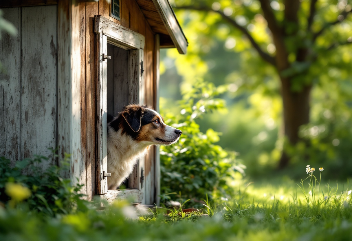 Cane adottato felice durante le festività natalizie