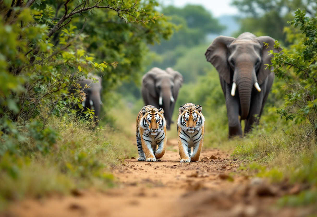 Animali in un circo italiano durante uno spettacolo