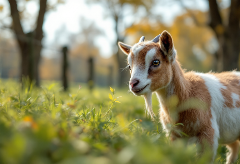 Una capretta che corre libera nel verde