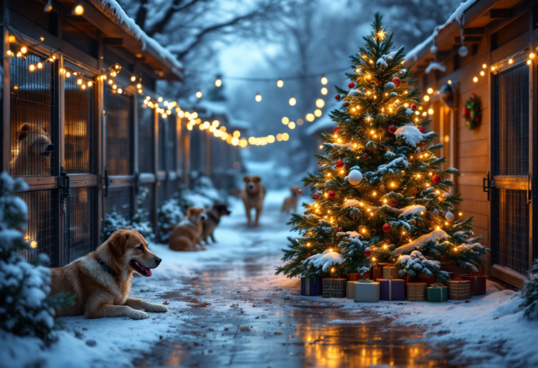 Cani festeggiano il Natale al Canile Rifugio