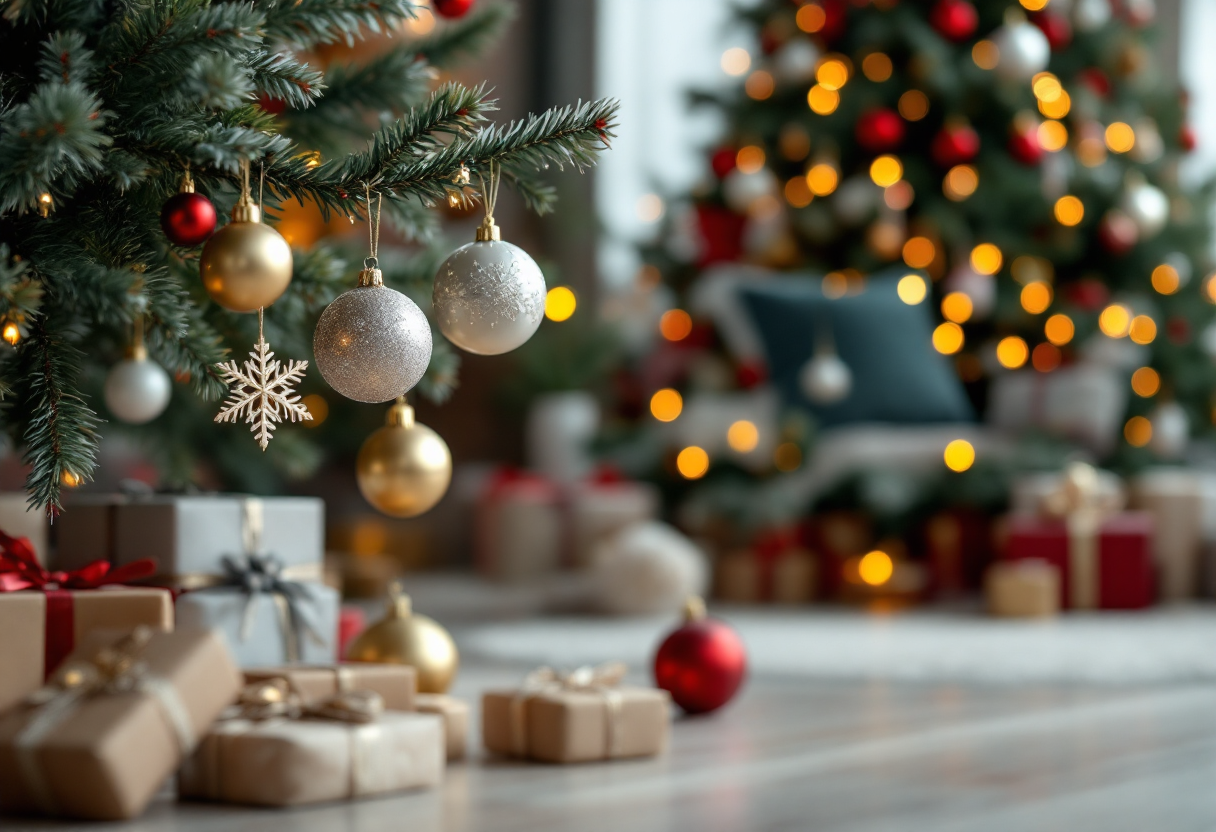 Cane e gatto che festeggiano le feste invernali insieme