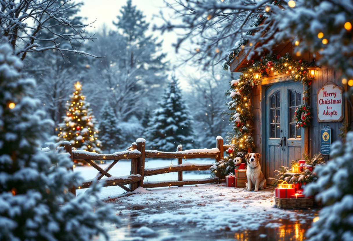 Cani e gatti festeggiano il Natale al canile durante l'open day