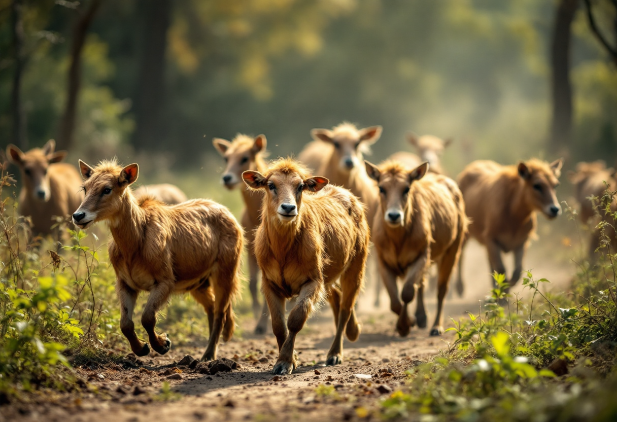 Animali in un santuario italiano per la loro protezione