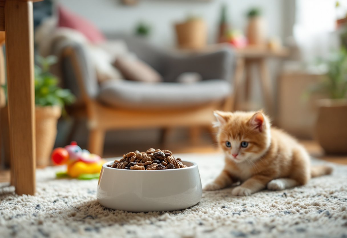 Cane e gatto che giocano insieme in casa