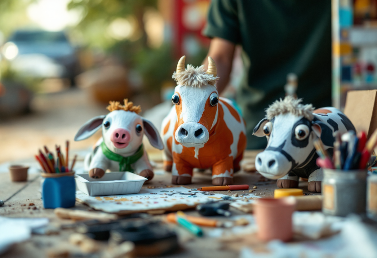 Bambini che giocano con animali della fattoria