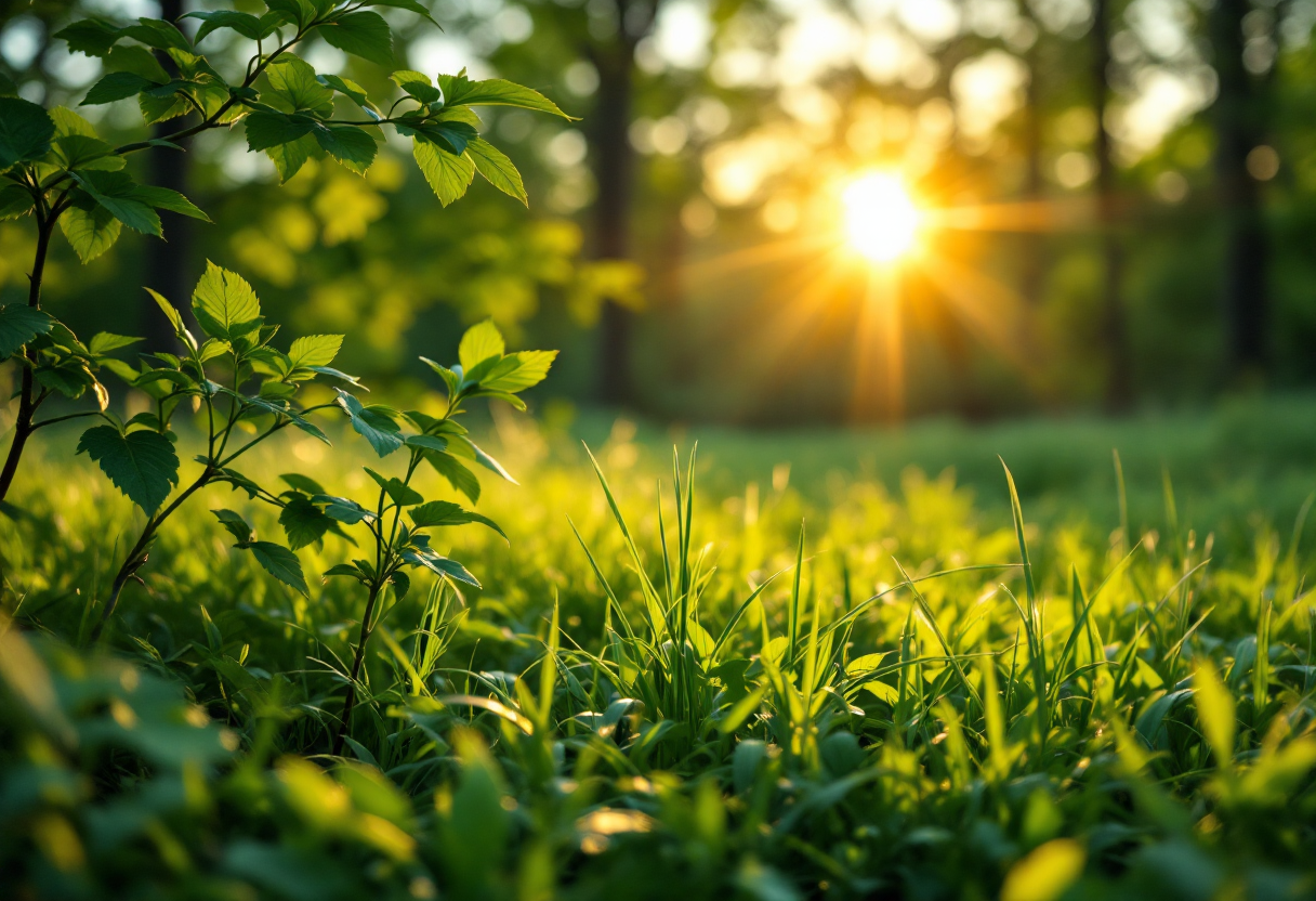 Due amici che si abbracciano in un parco verde