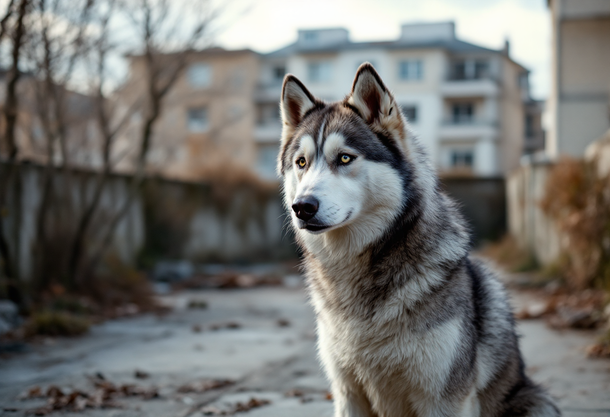 Husky salvato da maltrattamenti con nuova famiglia a Parma