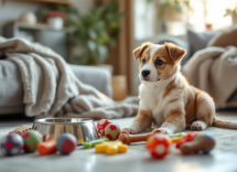 Cucciolo felice pronto per l'adozione