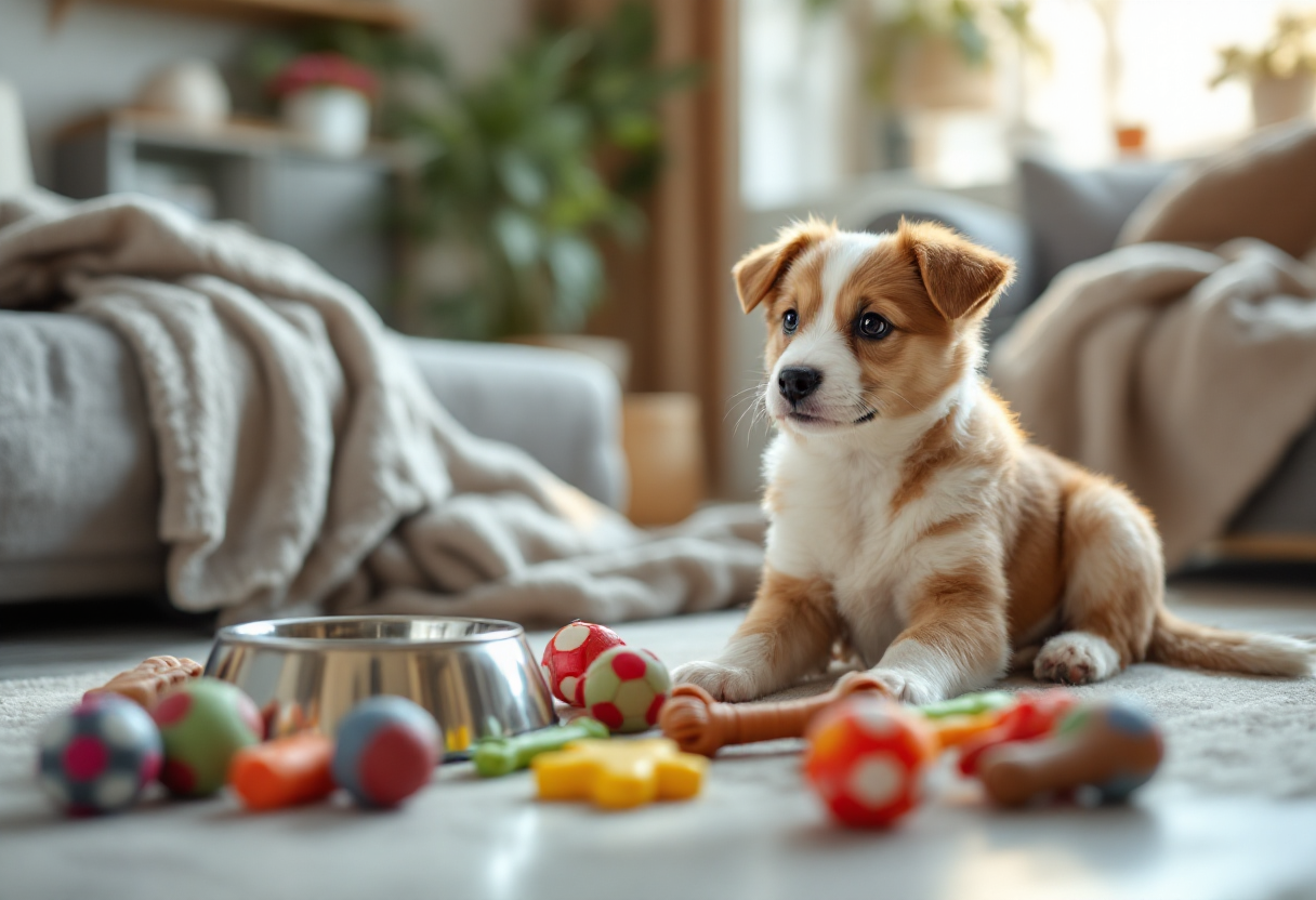 Cucciolo felice pronto per l'adozione