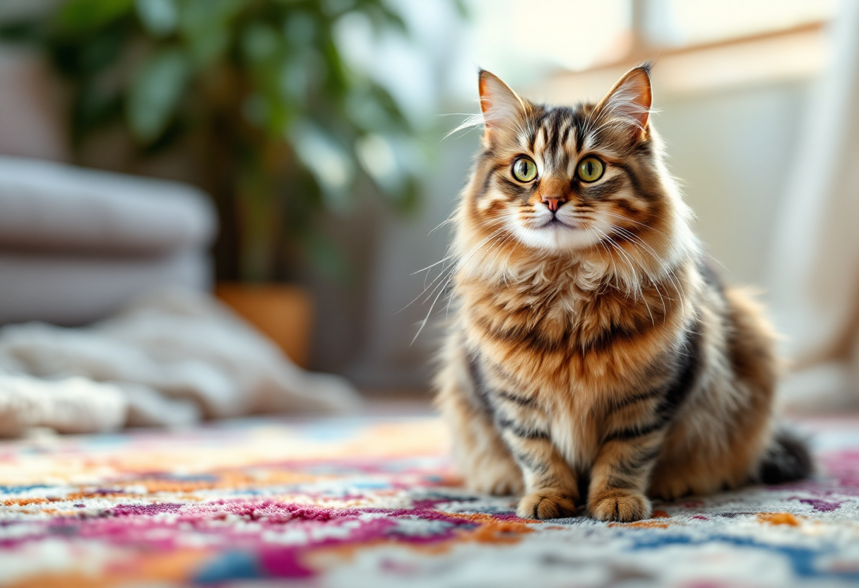 Bambino che gioca con un gatto in un ambiente sereno