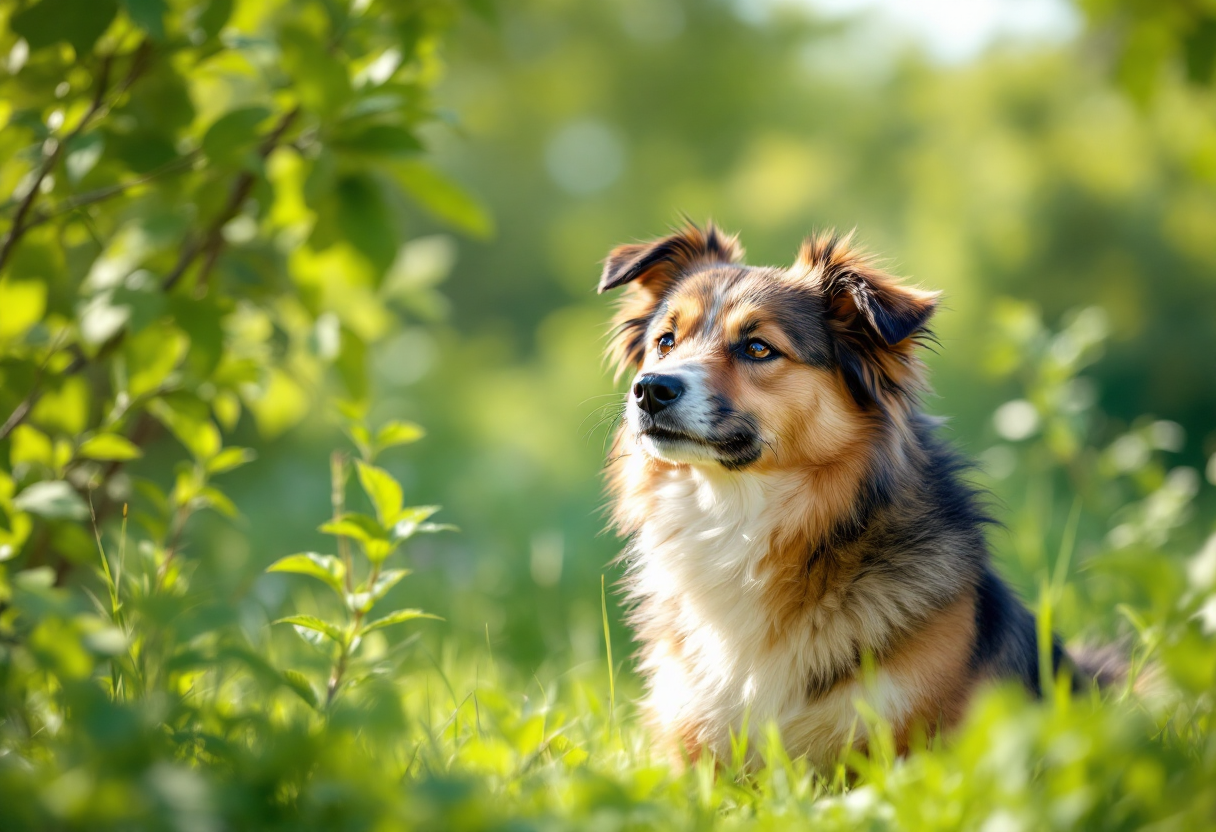 Cane felice con antiparassitario scelto con cura